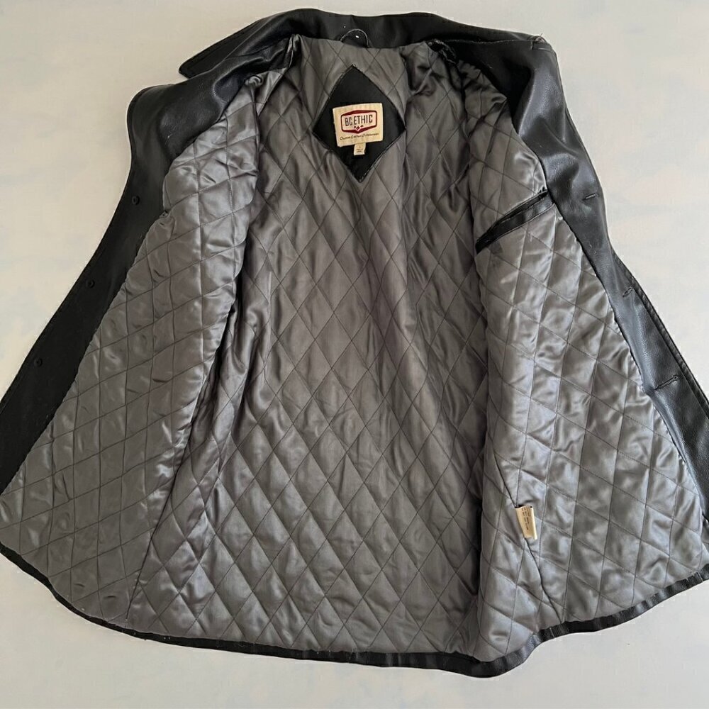 BC Ethic Faux Distressed Long Leather Jacket - Picture 7 of 9